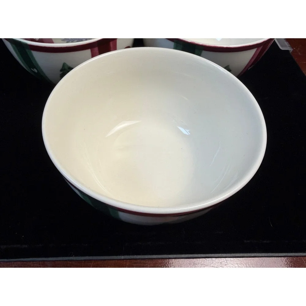 Pfaltzgraff Christmas Heritage Cereal Soup Bowls Set of 4‎ Winter Tree Mitten